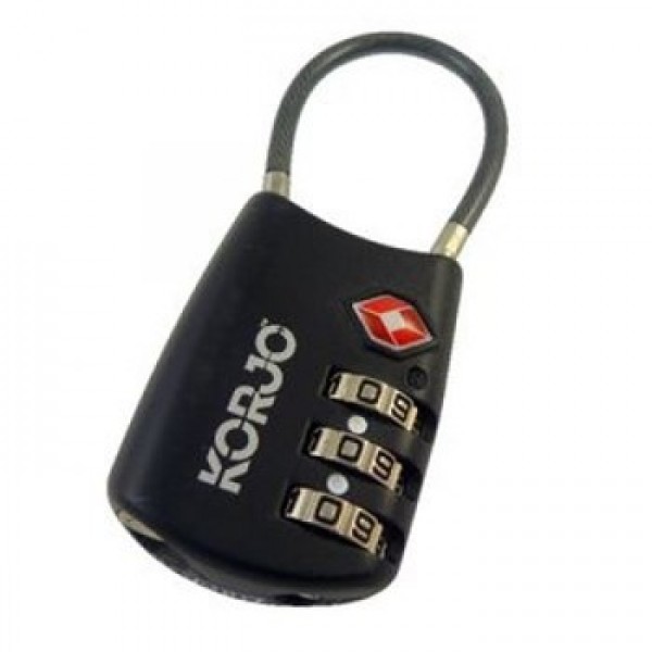 KORJO 3 Dial Luggage Lock with Cable Shackle (TSA FC)